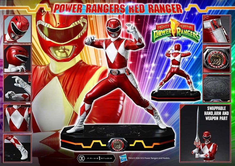Red Ranger Premium Masterline par Prime 1 Studio - statue 1/4 Mighty Morphin Power Rangers de 62 cm