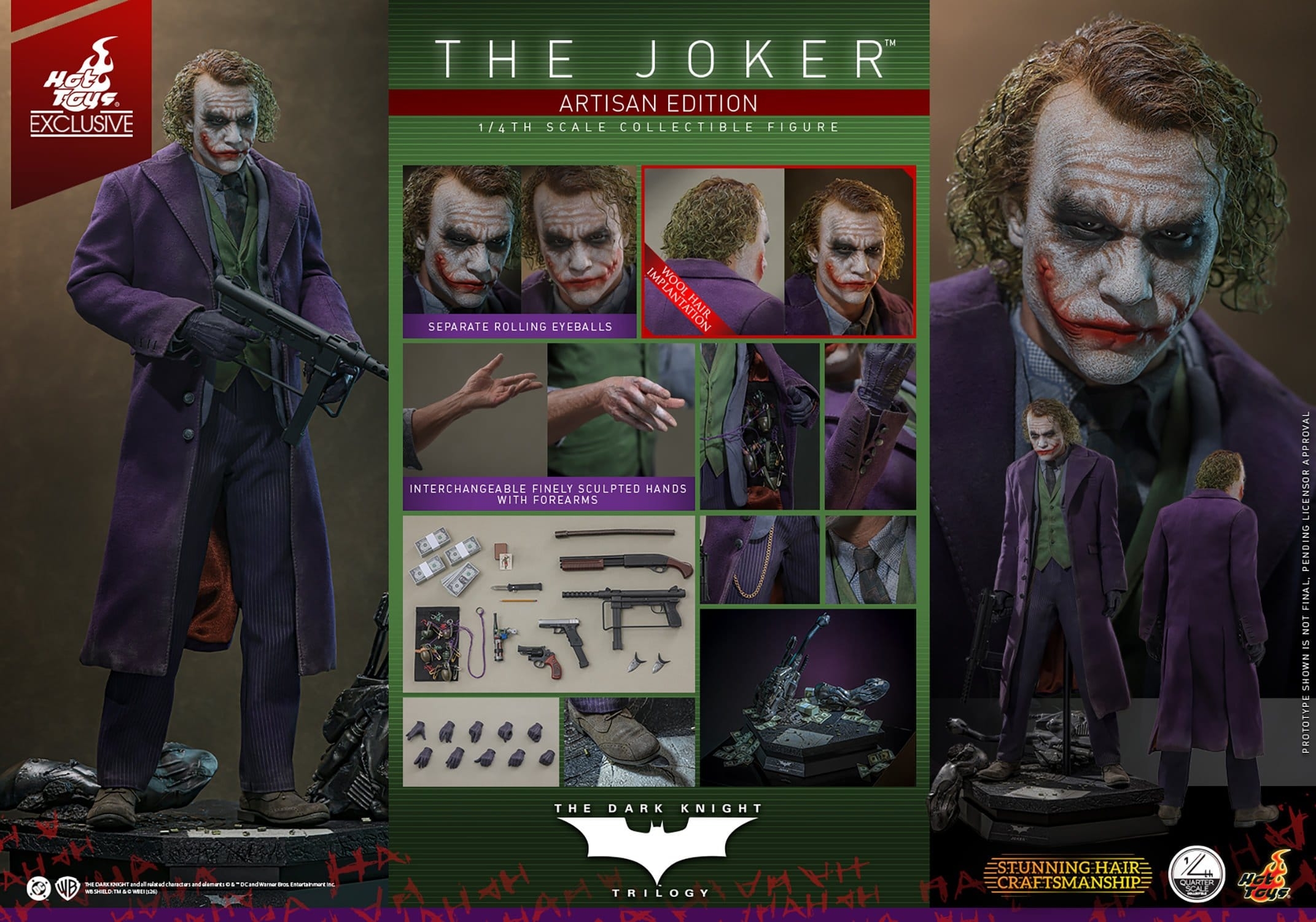 The Joker Artisan par Hot Toys - QS028AE - figurine 1/4 The Dark Knight de 46 cm