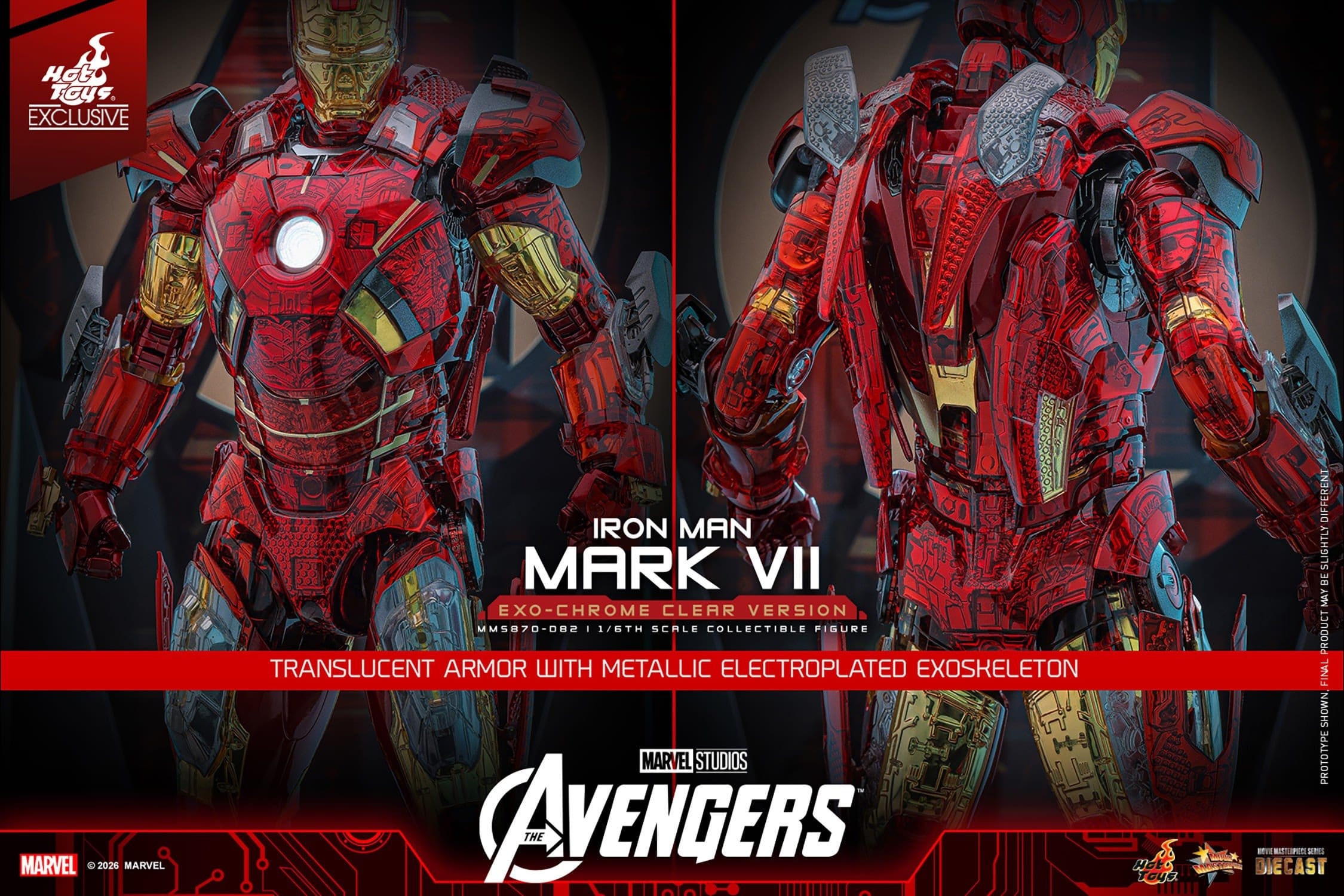 Iron Man Mark VII (Exo-Chrome Clear) von Hot Toys - MMS870D82 - The Avengers 1/6 Maßstab Actionfigur