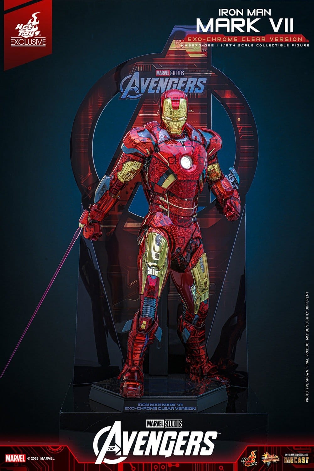 Iron Man Mark VII (Exo-Chrome Clear) di Hot Toys - MMS870D82 - action figure The Avengers in scala 1/6