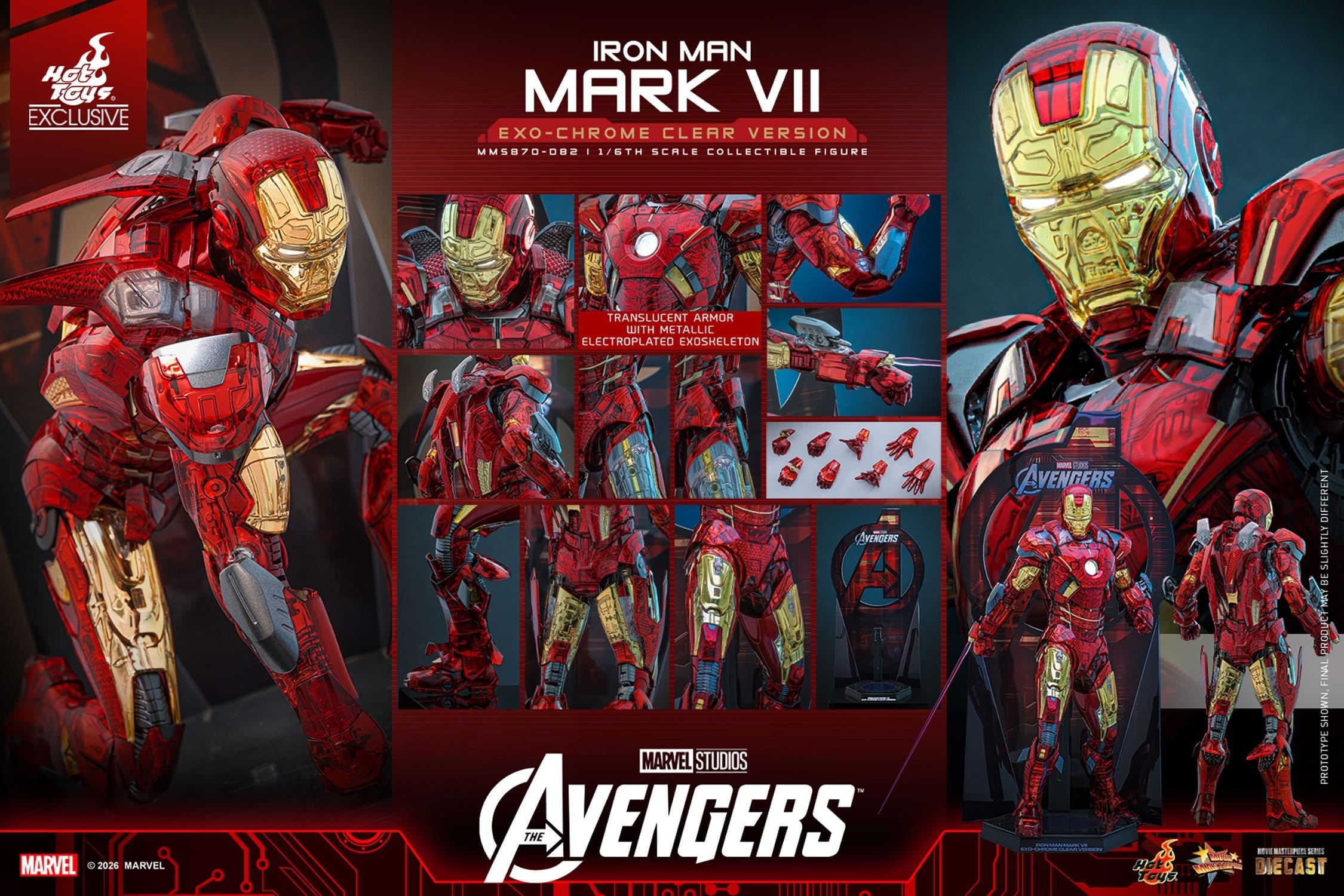 Iron Man Mark VII (Exo-Chrome Clear) par Hot Toys - MMS870D82 - figurine 1/6 The Avengers de 32 cm
