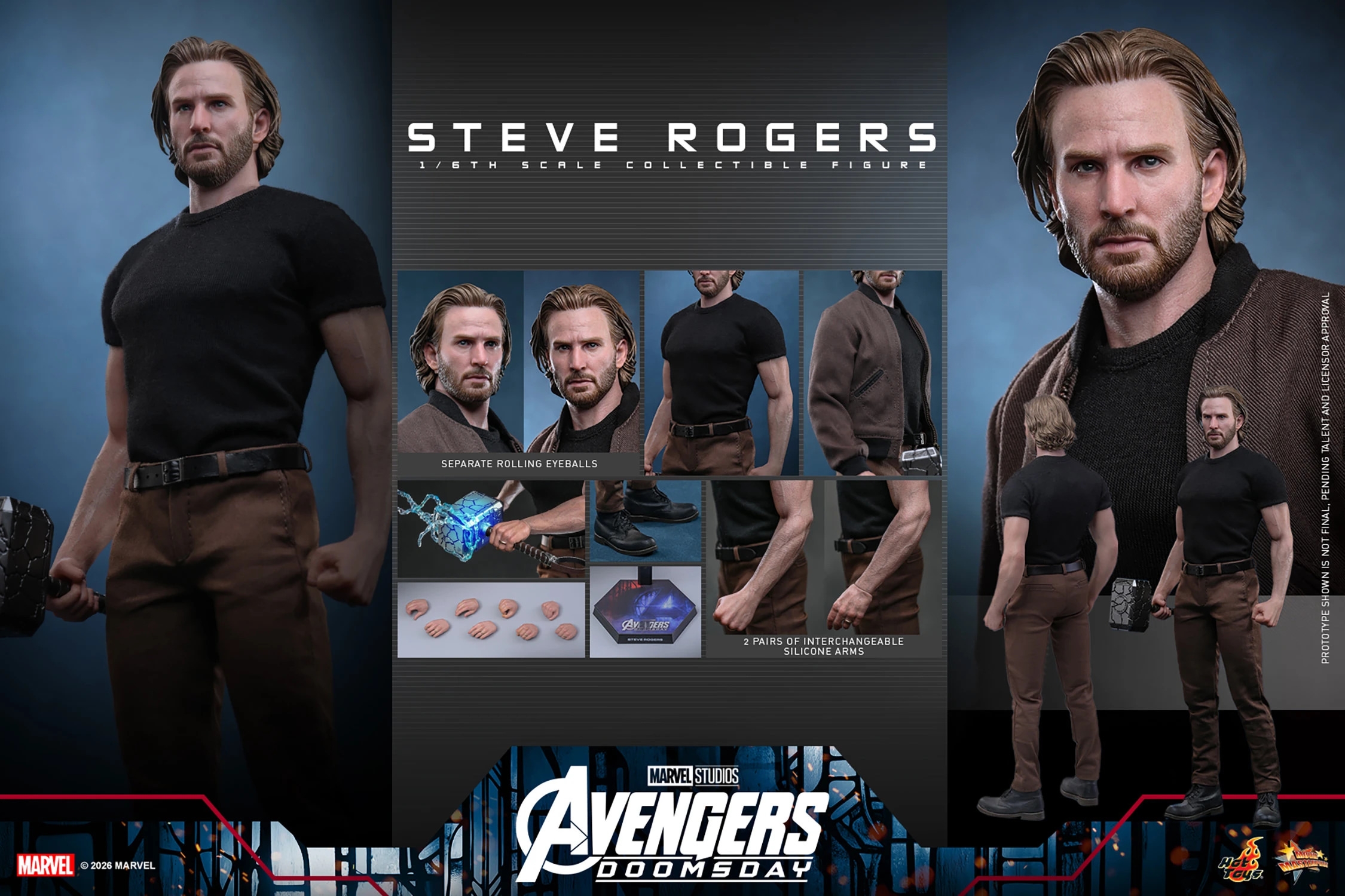 Steve Rogers van Hot Toys - MMS928 - Avengers Doomsday 1/6 schaal actiefiguur