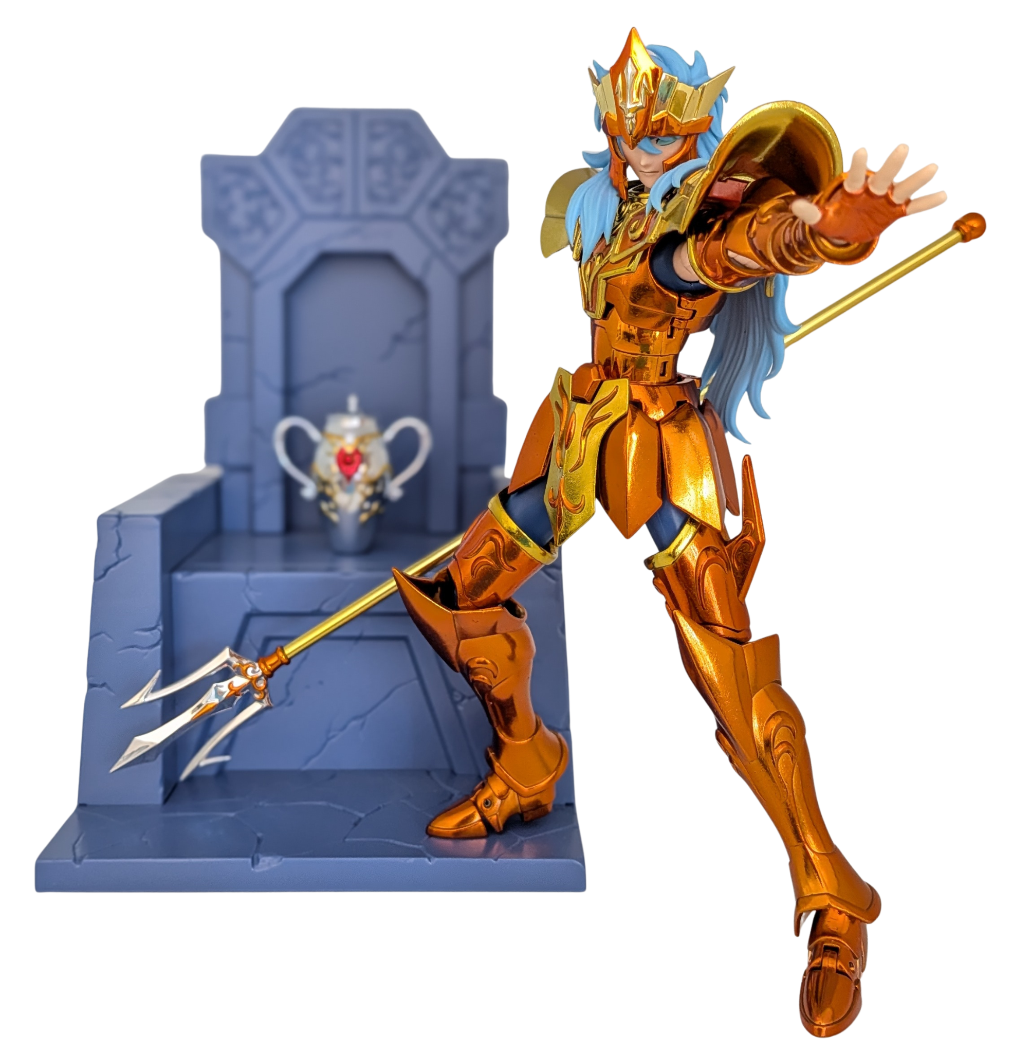 Ejemplo de pose de la figura Myth Cloth EX de Poseidón